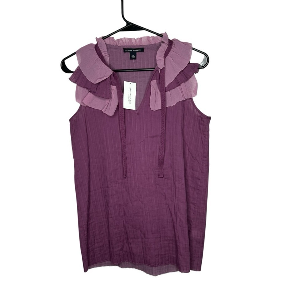 Banana Republic Purple Ruffled Tie Front Blouse